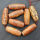 Mixed Dzi Agate Beads 4pcs Assorted Patterns 12-15X38-40mm