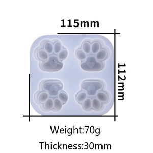 4pcs Cat Paw Epoxy Resin Mold Keychain Silicone Mould