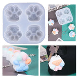 4pcs Cat Paw Epoxy Resin Mold Keychain Silicone Mould