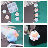 4pcs Cat Paw Epoxy Resin Mold Keychain Silicone Mould