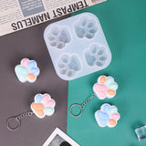 4pcs Cat Paw Epoxy Resin Mold Keychain Silicone Mould