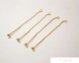4pcs Chain Beads Pendant Copper Plated DIY Ear Stud Accessories