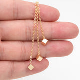 Chain Tassel Earring Charms with Cube, Plated Brass Pendants