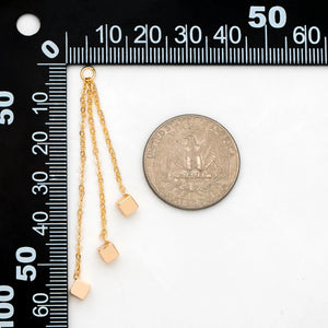 Chain Tassel Earring Charms with Cube, Plated Brass Pendants