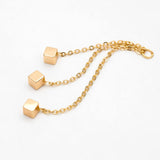 Chain Tassel Earring Charms with Cube, Plated Brass Pendants