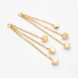 Chain Tassel Earring Charms with Cube, Plated Brass Pendants