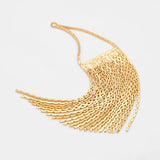 4pcs Chain Tassels 74x19mm, Plated Brass Tassel Charm Pendants