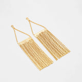 4pcs Chain Tassels 74x19mm, Plated Brass Tassel Charm Pendants