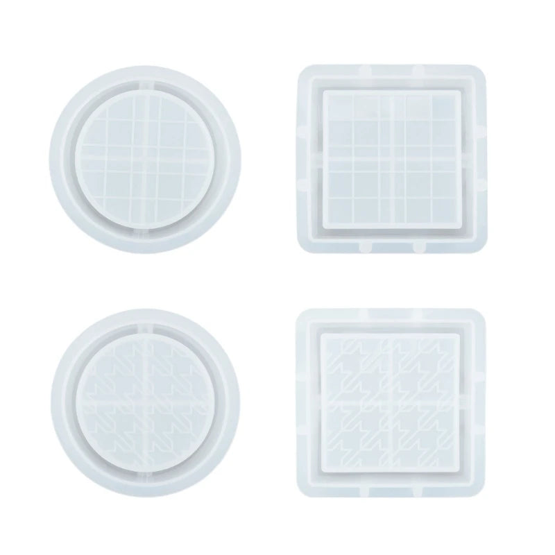 4pcs Checkerboard Houndstooth Ashtray Box Silicone Mold Jewelry Epoxy Resin
