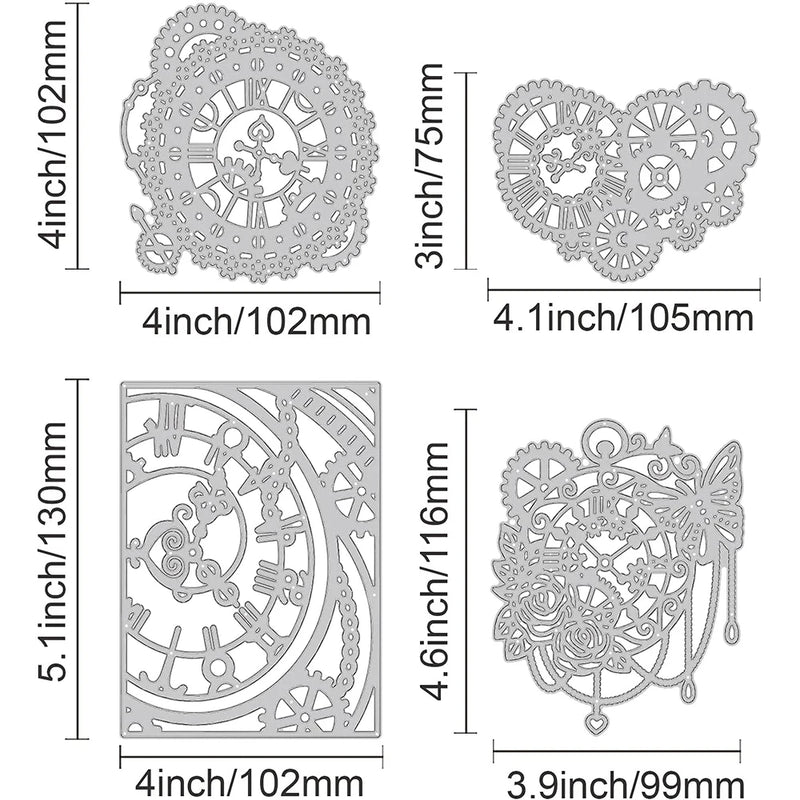 4pcs Clock Gear Metal Cutting Dies for Scrapbooking DIY Card Making