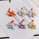 4pcs Alloy Spray Flower Stamen Ear Needle DIY Earring Jewelry Material