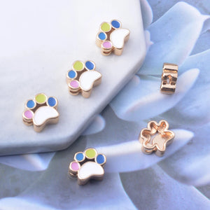 4pcs Copper Double Hole Cat Claw Necklace Spacer Bead Enamel Pendant