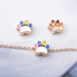 4pcs Copper Double Hole Cat Claw Necklace Spacer Bead Enamel Pendant
