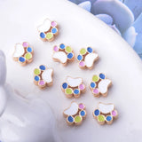 4pcs Copper Double Hole Cat Claw Necklace Spacer Bead Enamel Pendant