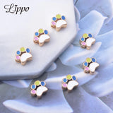 4pcs Copper Double Hole Cat Claw Necklace Spacer Bead Enamel Pendant