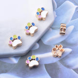 4pcs Copper Double Hole Cat Claw Necklace Spacer Bead Enamel Pendant