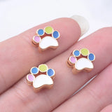 4pcs Copper Double Hole Cat Claw Necklace Spacer Bead Enamel Pendant