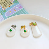 4pcs Copper Inlaid Safety Buckle Pendant Clavicle Chain Necklace