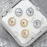 4pcs Copper Plated Zirconium Opal Pendant DIY Jewelry Charms