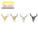 4pcs Cow's Skull Copper Spacer Micro Pave Zircon Charms Beads