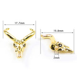 4pcs Cow's Skull Copper Spacer Micro Pave Zircon Charms Beads