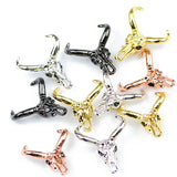 4pcs Cow's Skull Copper Spacer Micro Pave Zircon Charms Beads