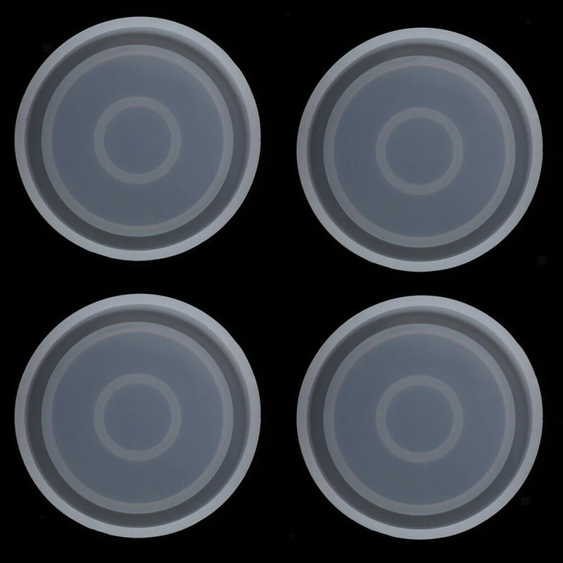 4pcs Silicone Coaster Molds Round Epoxy Casting Resin Cup Pads Flowerpot Base