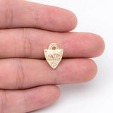 Dainty Shield Charm, Evil Eye Pendant, Cz Protection Jewelry Supply