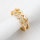 Double Twist Wavy Ring, Band Stacking Delicate Wave Rings