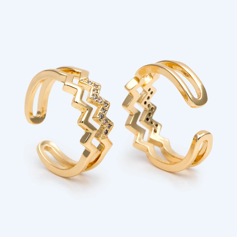 Double Twist Wavy Ring, Band Stacking Delicate Wave Rings