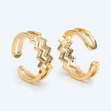 Double Twist Wavy Ring, Band Stacking Delicate Wave Rings