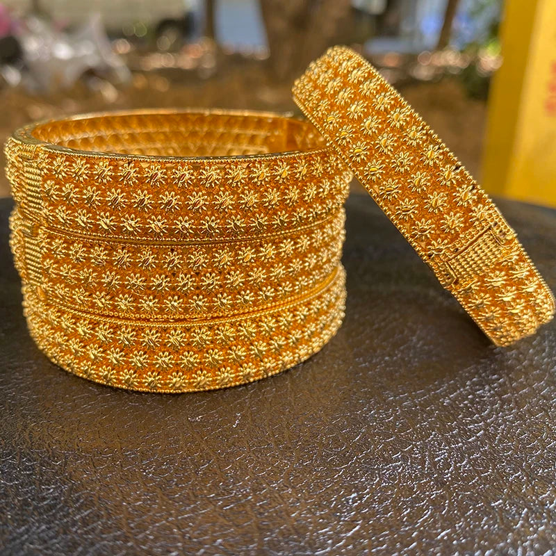 4pcs Dubai Bangles for Women 24k Bangle Ethiopian Bracelets