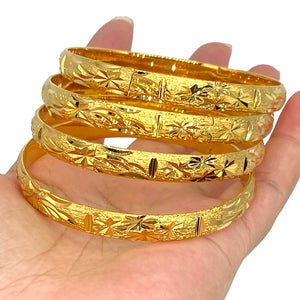 4pcs Dubai Wedding Bridal Bangles 24k Dubai Jewelry Africa Arab Bangles