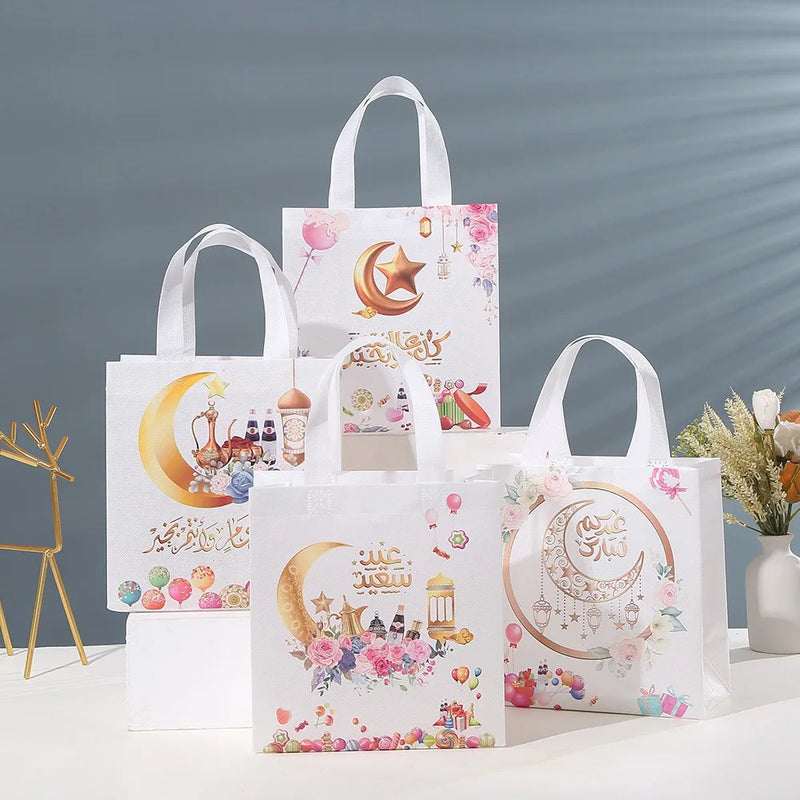 4pcs Eid Mubarak Gift Bags Muslim Islamic Party Packaging Box
