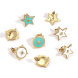 4pcs Enamel Pentagram Stainless Steel Sun Stud Posts for DIY Earrings