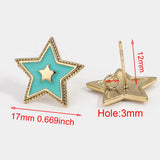 4pcs Enamel Pentagram Stainless Steel Sun Stud Posts for DIY Earrings