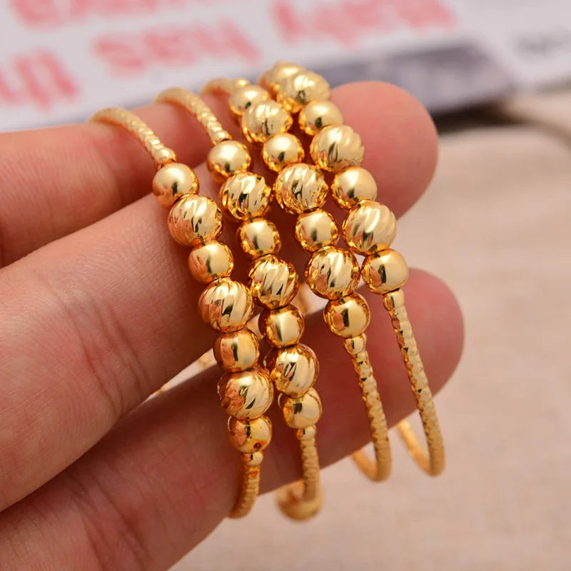 4pcs Ethiopian Arab Bangle for Girls Baby Charm Beads Bracelet Bell/Heart