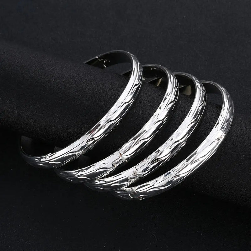 4pcs Ethiopian Bangle Women Silver Bride Wedding Middle East Bangle