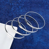 4pcs Ethiopian Bangles Dubai Silver Glossy Plain Jewelry