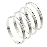 4pcs Ethiopian Bangles Dubai Silver Glossy Plain Jewelry