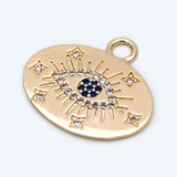 4pcs Evil Eye Charm 22mm, CZ Paved, 18K Plated Brass Oval Pendants