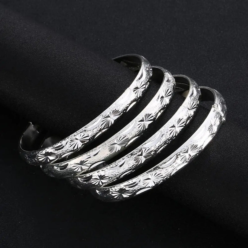 4pcs Silver African Charm Bracelets Ethiopian Jewelry