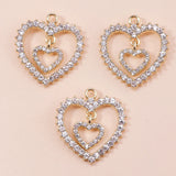 4pcs Clear Crystal Moon Love Hearts Pendants for DIY Jewelry Making Wedding