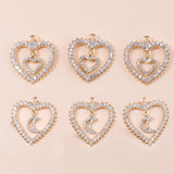 4pcs Clear Crystal Moon Love Hearts Pendants for DIY Jewelry Making Wedding