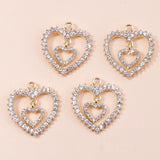 4pcs Clear Crystal Moon Love Hearts Pendants for DIY Jewelry Making Wedding
