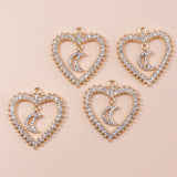4pcs Clear Crystal Moon Love Hearts Pendants for DIY Jewelry Making Wedding