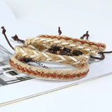 4pcs Ethnic Charm Bracelet Set Multilayer Braid Hemp Rope Wristband