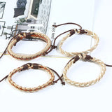 4pcs Ethnic Charm Bracelet Set Multilayer Braid Hemp Rope Wristband