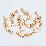 4pcs Fishbone Charm Skeleton Pendant DIY Accessories