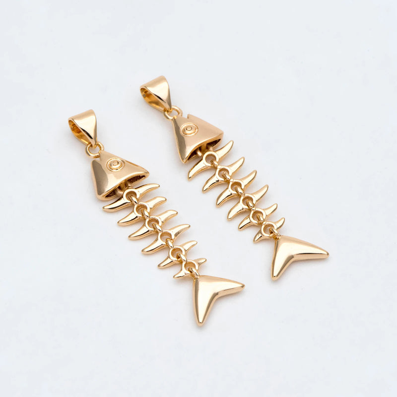 4pcs Fishbone Charm Skeleton Pendant DIY Accessories